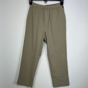 Tracksmith Women’s Khaki Running Pants with Elastic Waist, Pockets. Size Small